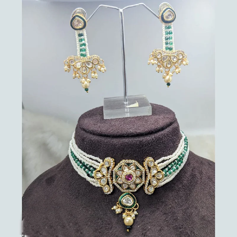 Aamrapali Gold Plated Polki Kundan Choker Necklace Set