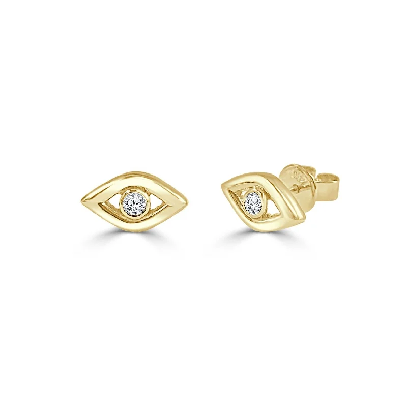 Joelle Diamond Evil Eye Studs Earrings 14K Yellow Gold 1/10 ct.