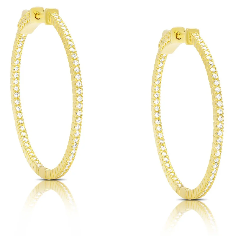 Dolce Giavonna Sterling Silver Cubic Zirconia Hoop Earrings