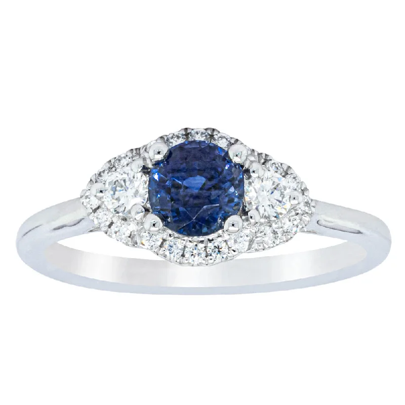 18ct White Gold .71ct Sapphire & Diamond Posie Ring