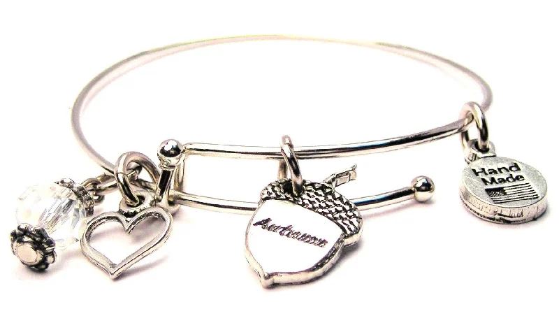 Autumn Acorn Expandable Bangle Bracelet