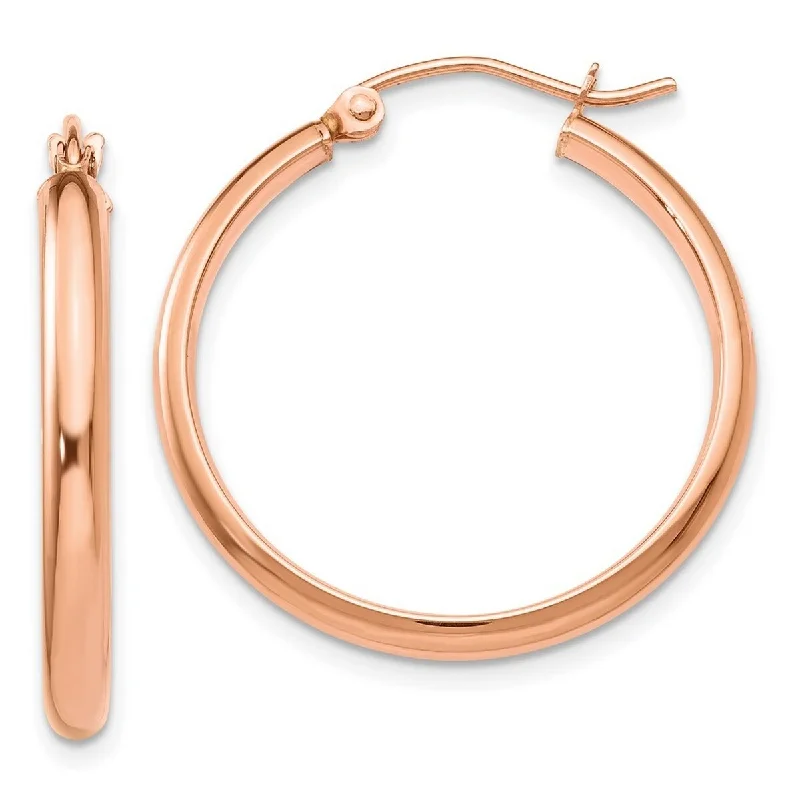 Curata 14k Rose Gold 2.75x25mm Classic Hoop Earrings