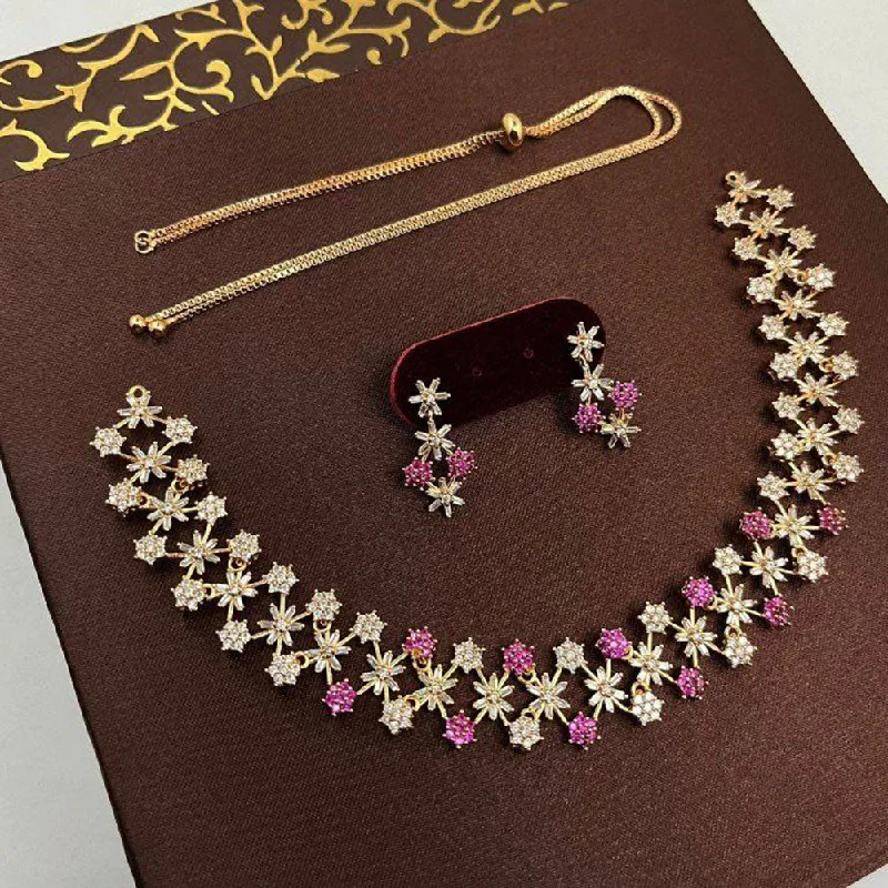 Aamrapali Gold Plated AD Stone Necklace Set