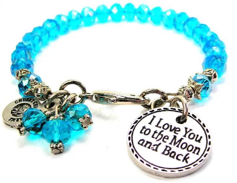 I Love You To The Moon And Back Detailed Trim Splash Of Color Crystal Bracelet