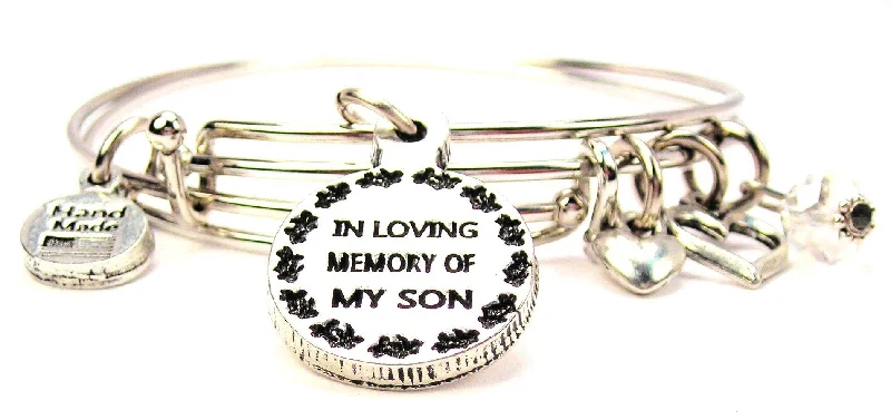 In Loving Memory Of My Son Expandable Bangle Bracelet Set