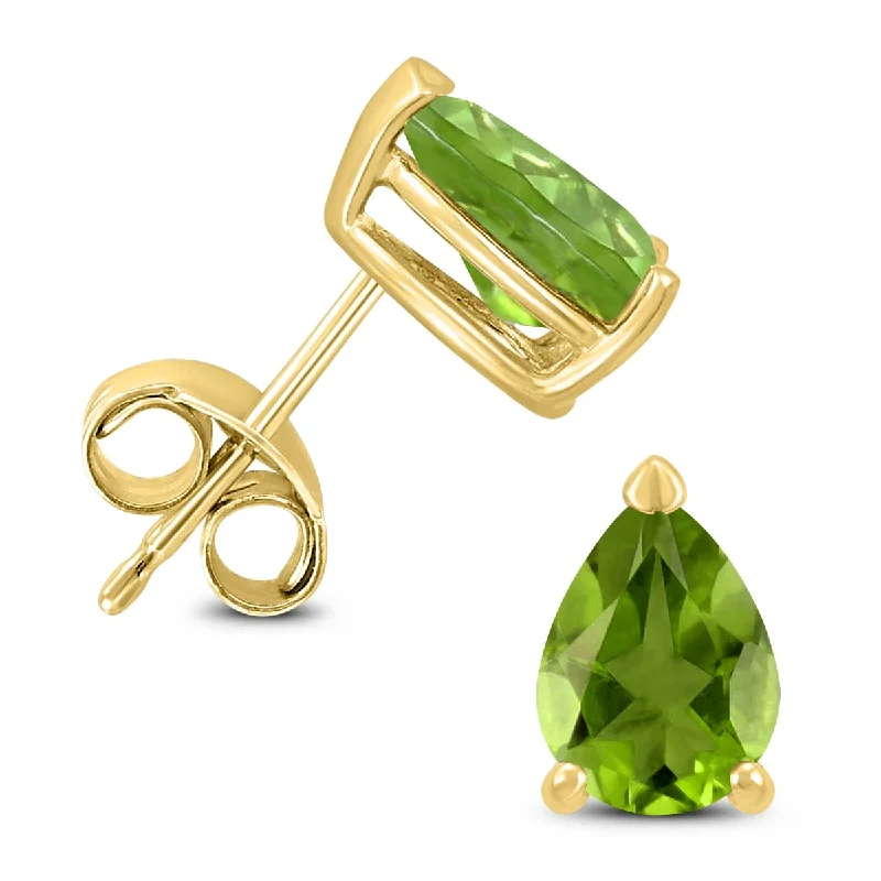 Marquee 14K Yellow Gold 6x4MM Pear Peridot Earrings