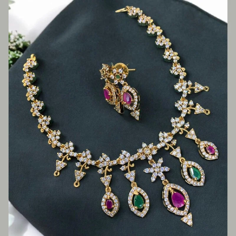 Sona Creation Gold Plated Austrian Stone Necklace Set