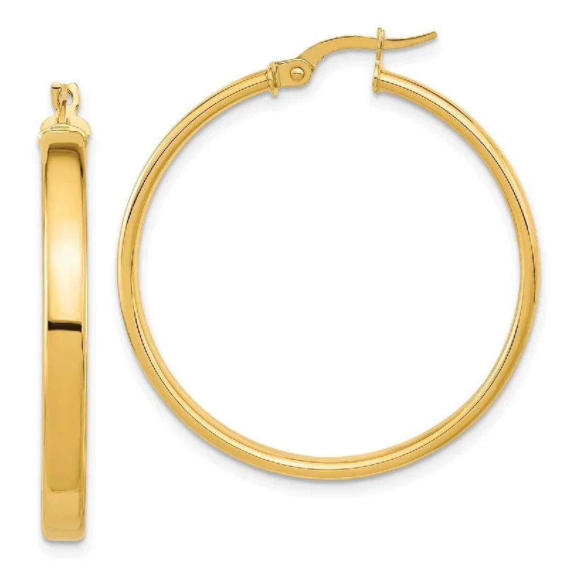 Curata 14k Yellow Gold Polished 3x36mm Square Hoop Earrings