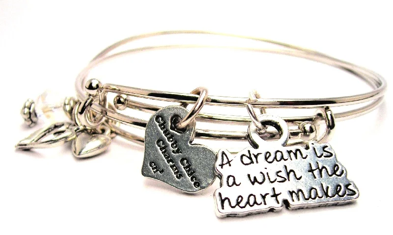 A Dream Is A Wish The Heart Makes Expandable Bangle Bracelet Set