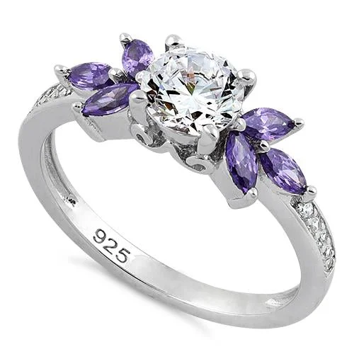 Sterling Silver Purple CZ Ring