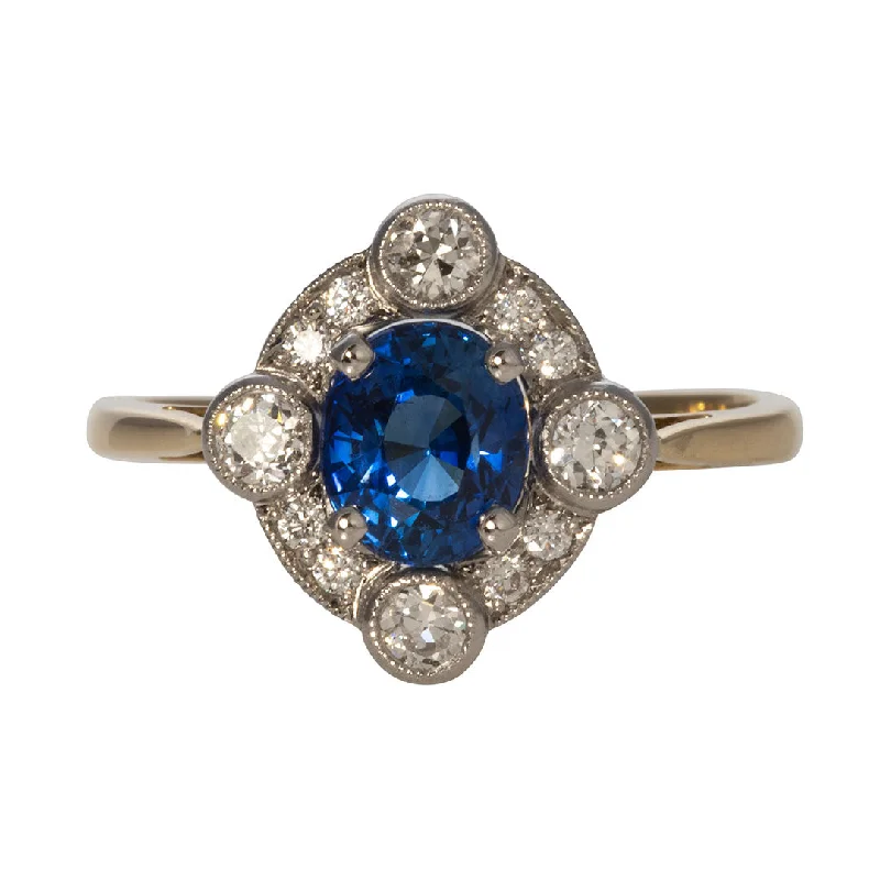 Edwardian Style 1.25ct Oval Sapphire & Diamond Ring