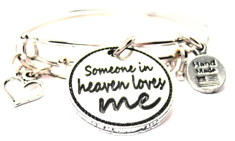 Someone In Heaven Loves Me Expandable Bangle Bracelet Set