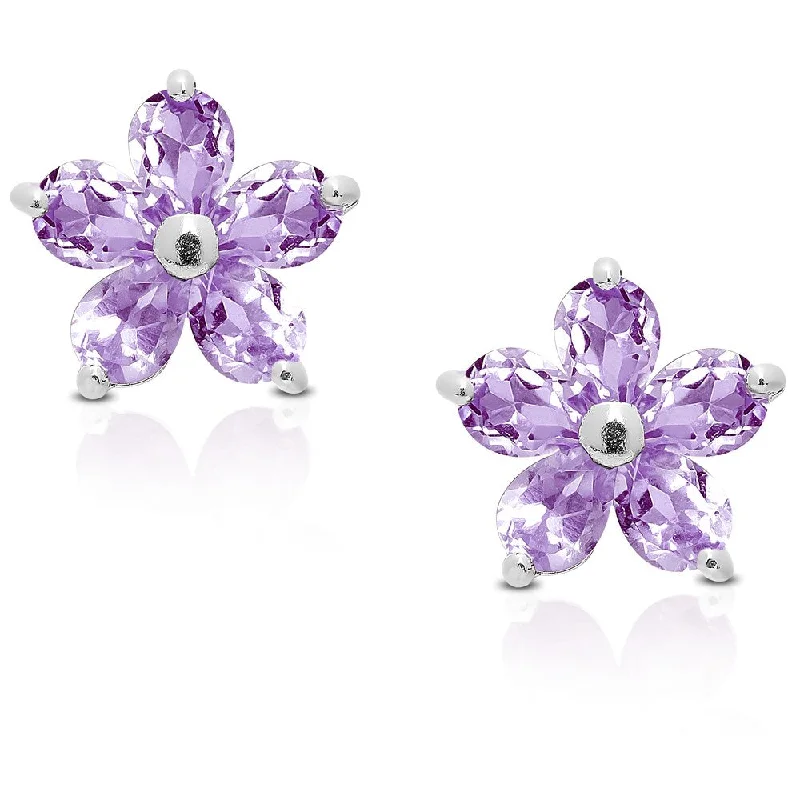 Dolce Giavonna Sterling Silver Gemstone Flower Stud Earrings