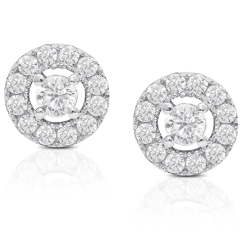 Dolce Giavonna Sterling Silver Cubic Zirconia Cluster Stud Earrings