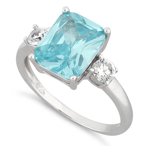 Sterling Silver Light Blue CZ Ring