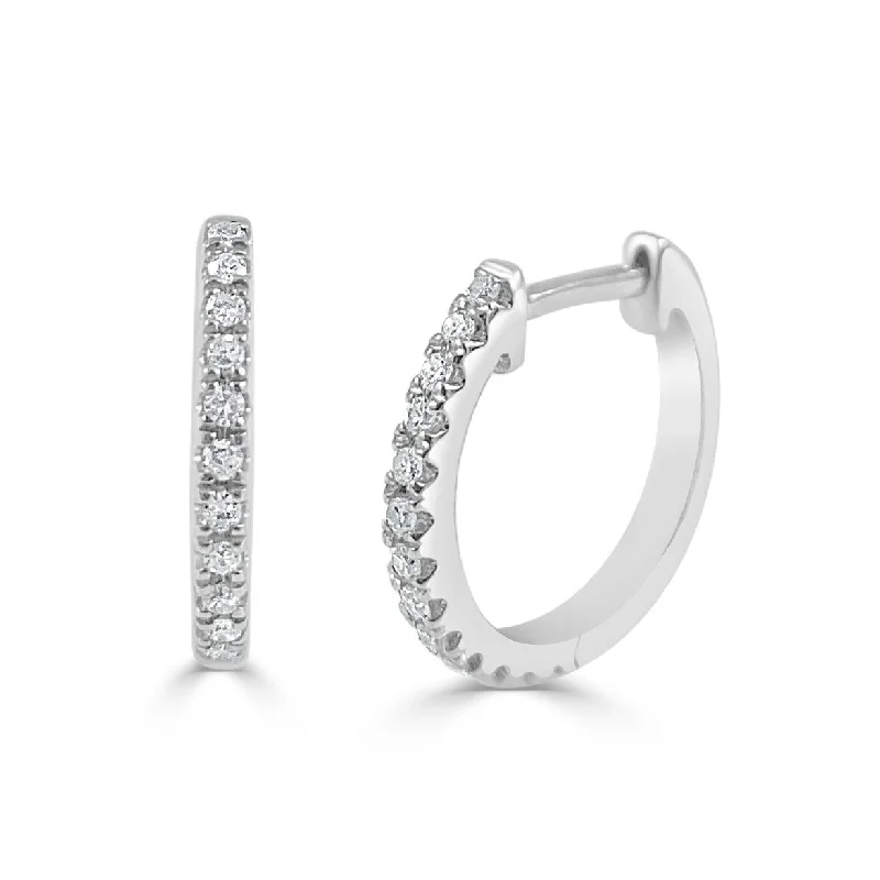 Joelle Diamond Huggie Earrings 14K White Gold 1/10ct