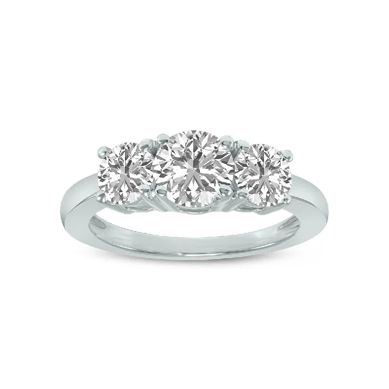 Marquee 1.50 CTW Three Stone Round Cut Lab Grown Diamond Ring in 14K White Gold