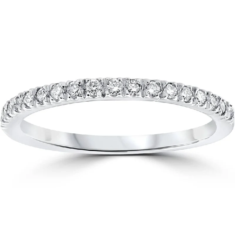 1/3ct Diamond Ring Stackable Engagement Womens Wedding Band 14K White Gold