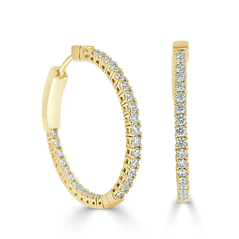 Joelle Diamond Flexible 1 Inch Hoop Earrings 14K Yellow Gold 1.0ct