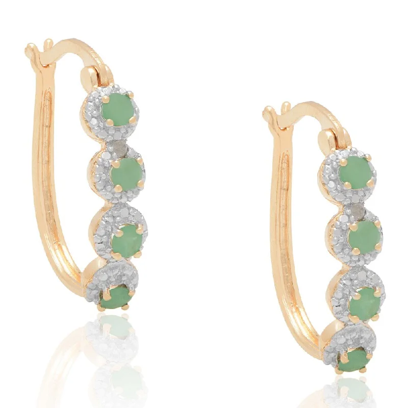 Dolce Giavonna 14k Gold Overlay Emerald Hoop Earrings