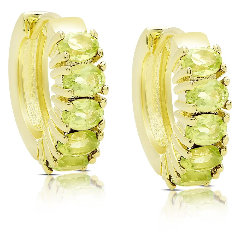 Dolce Giavonna Gold Over Sterling Silver Peridot Hoop Earrings