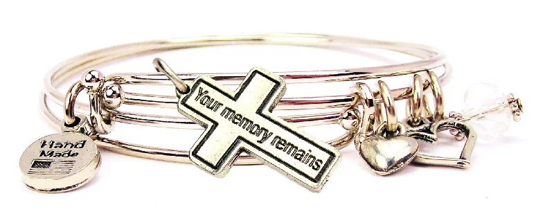 Your Memory Remains Cross Expandable Bangle Bracelet Set