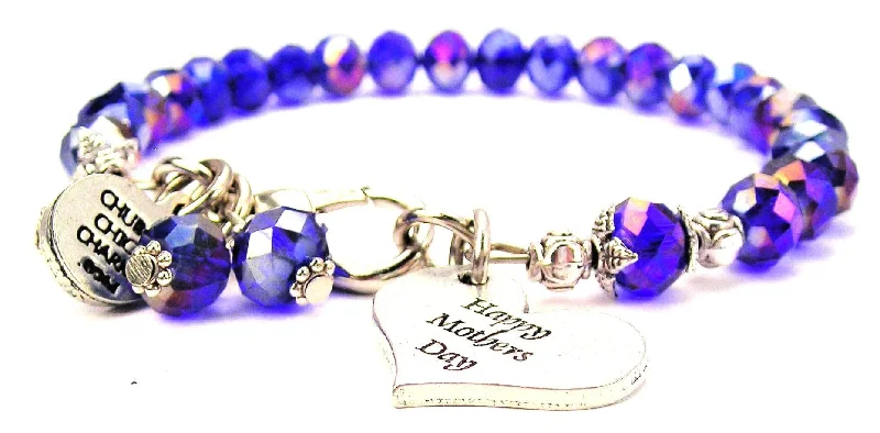 Happy Mothers Day Heart Splash Of Color Crystal Bracelet