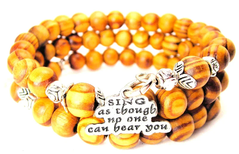 Sing As Though No One Can Hear You Natural Wood Wrap Bracelet