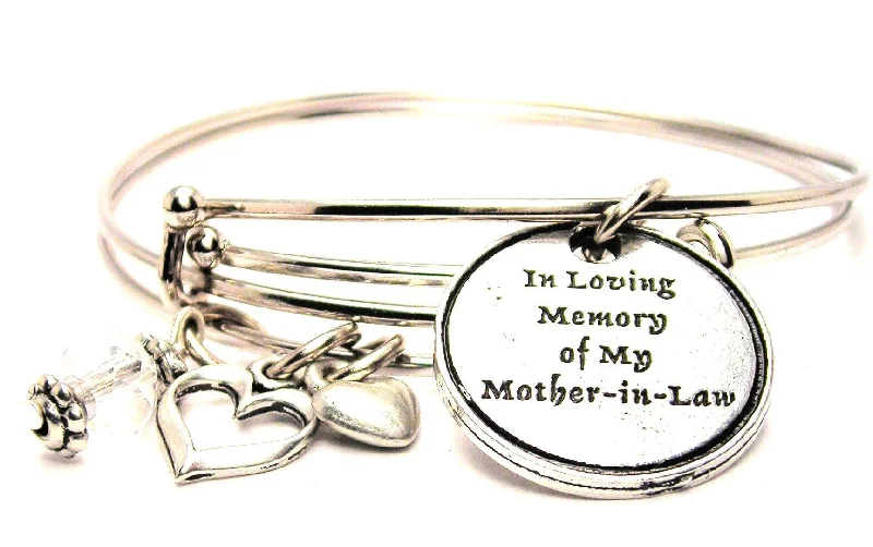 In Loving Memory Of My Mother In Law Expandable Bangle Bracelet Set