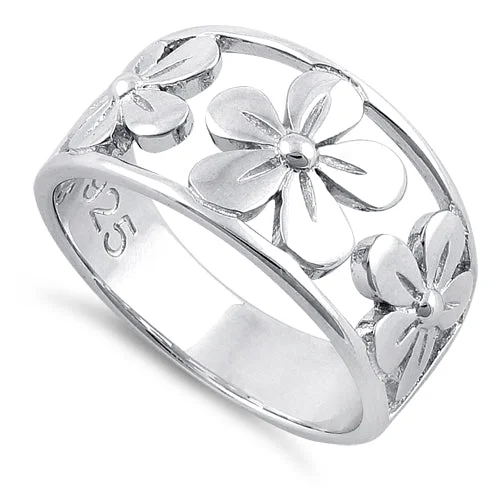 Sterling Silver 3 Flower Ring