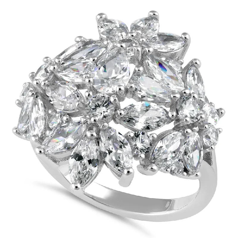 Sterling Silver CZ Cluster Ring