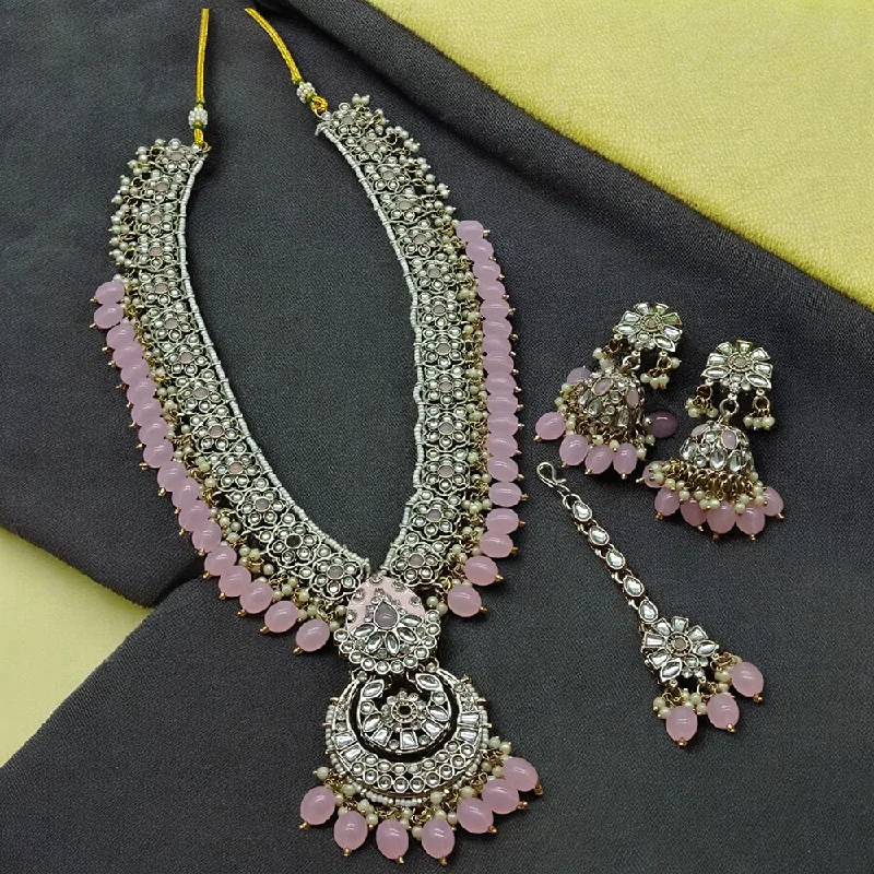 Gehana Mahal Gold Plated Kundan Stone And Beads Long Necklace Set