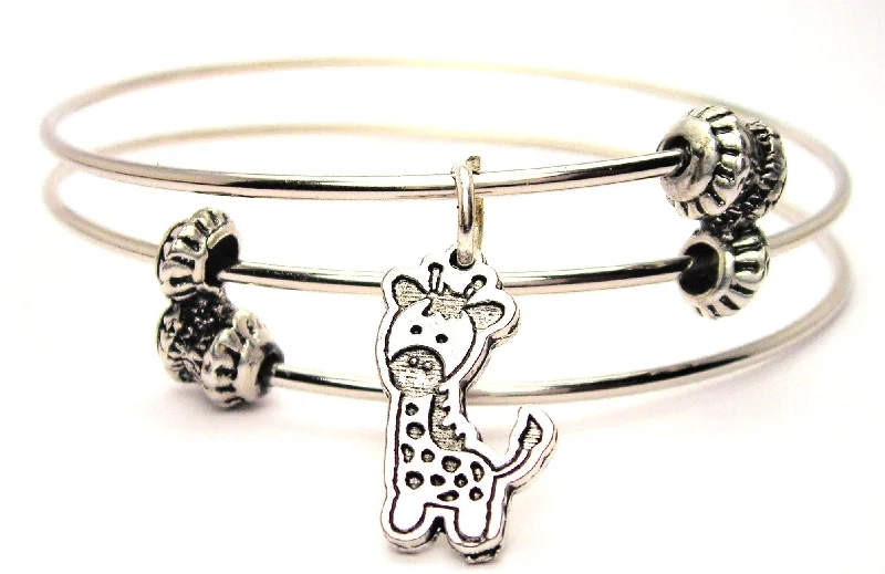 Baby Giraffe Triple Style Expandable Bangle Bracelet