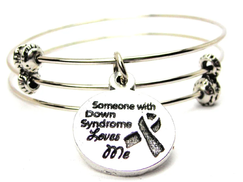 Someone With Down Syndrome Loves Me Triple Style Expandable Bangle Bracelet