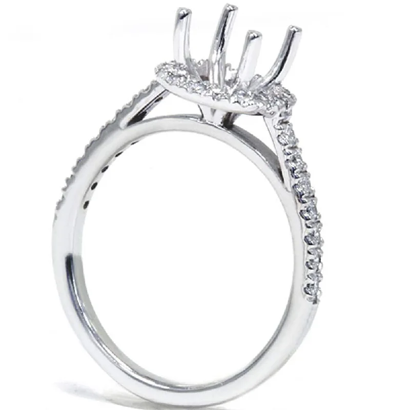 1/3ct Halo Diamond Ring Setting White Gold