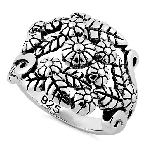 Sterling Silver Flowers Ring