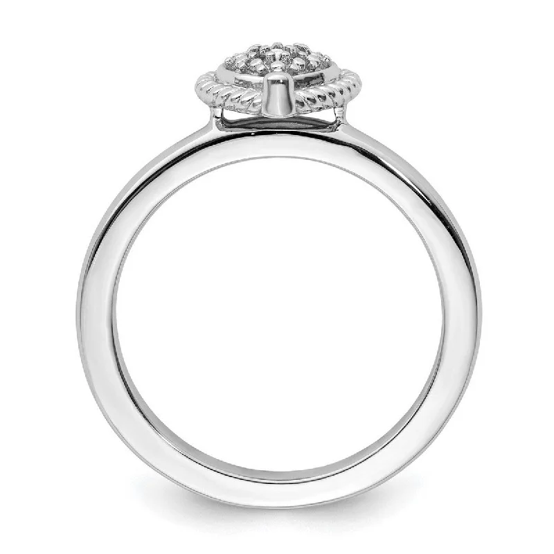 Curata 925 Sterling Silver Polished Prong set Stackable Expressions Love Heart Diamond Ring