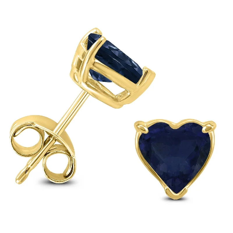 Marquee 14K Yellow Gold 5MM Heart Sapphire Earrings