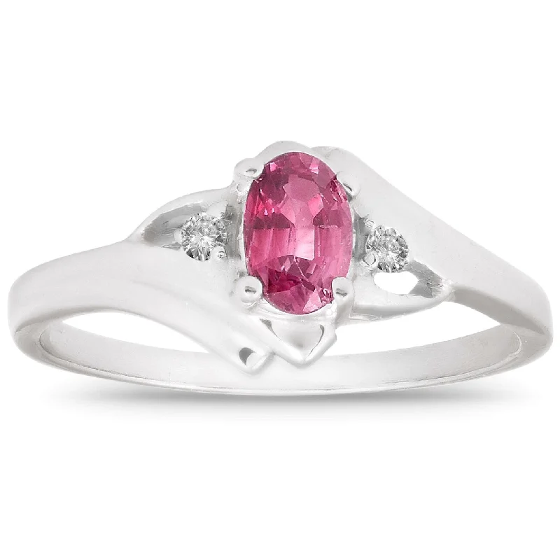 5/8ct Oval Ruby & Diamond Ring White Gold