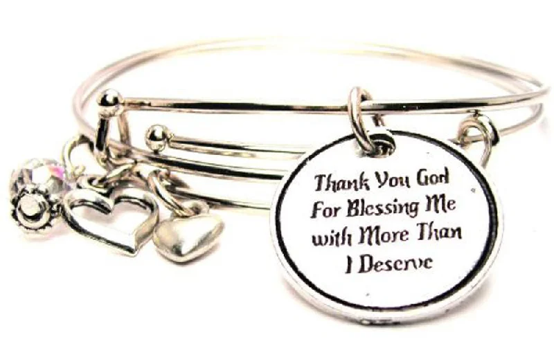 Thank You God For Blessing Me With More Than I Deserve Expandable Bangle Bracelet Set