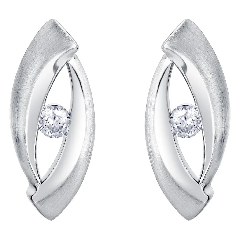 Sterling Silver Cubic Zirconia Open Marquise Earrings