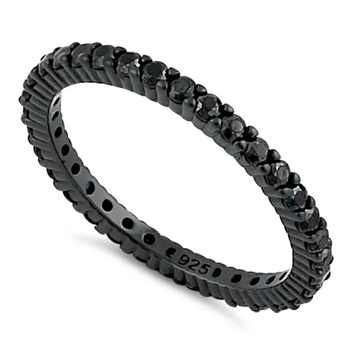 Black Rhodium Eternity Black CZ Ring