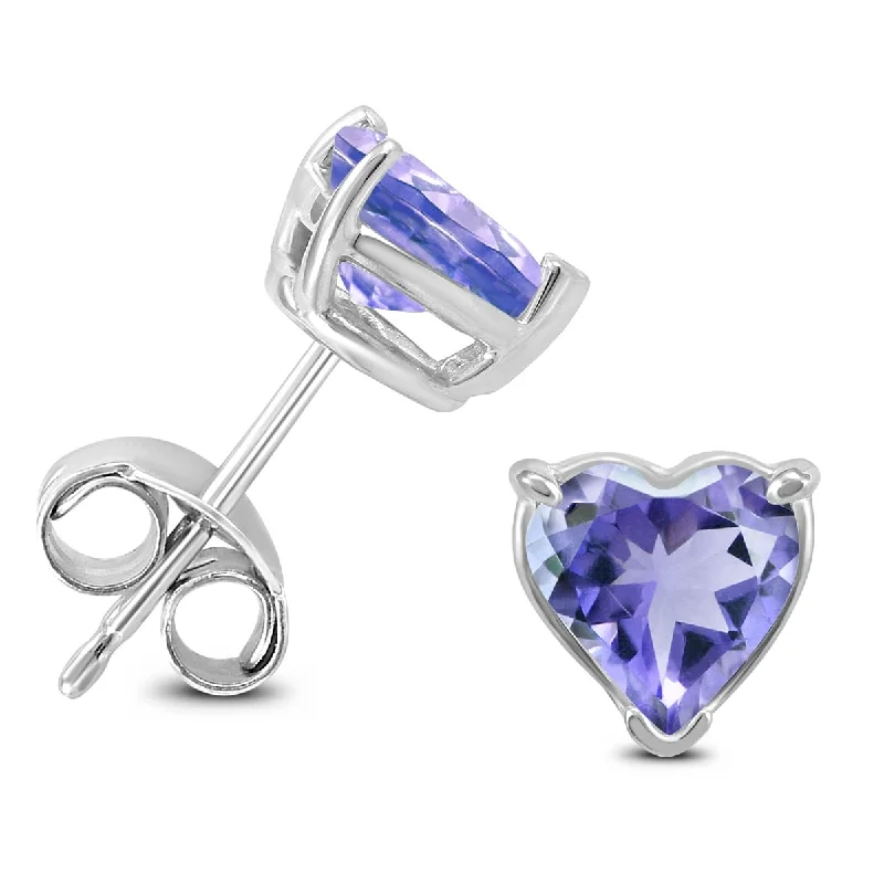 Marquee 14K White Gold 4MM Heart Tanzanite Earrings