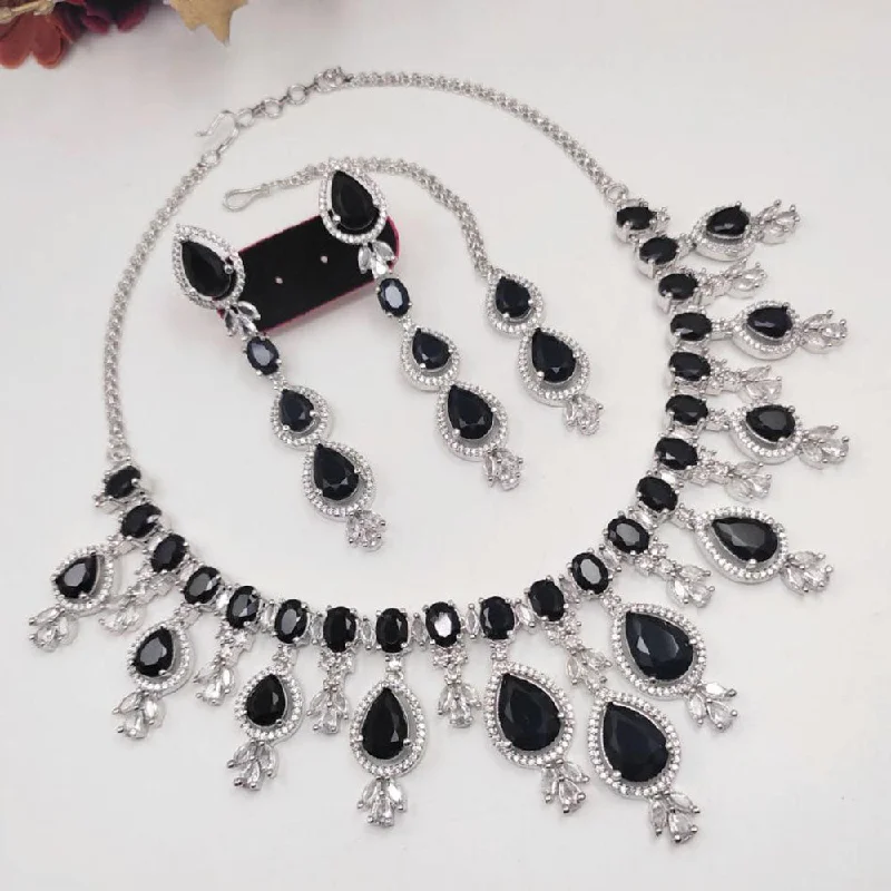 Aamrapali Silver Plated AD Necklace Set