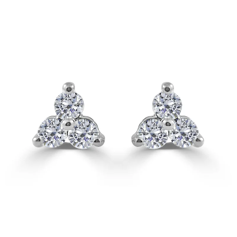 Joelle Diamond 3-Stone Cluster Earrings 14K White Gold 1/2 CT TDW