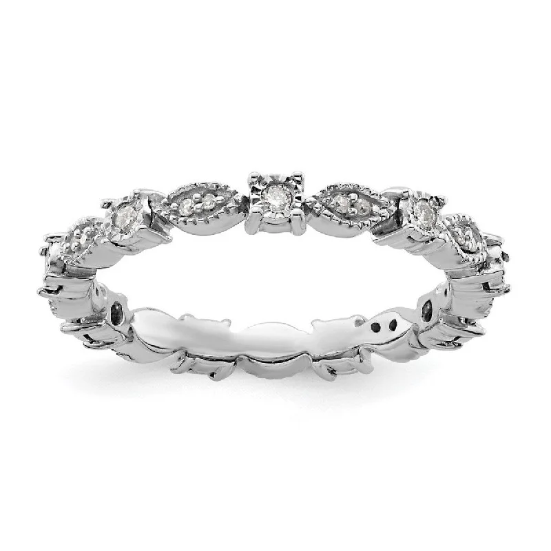 Curata 2.25mm 925 Sterling Silver Prong set Stackable Expressions Polished Diamond Ring