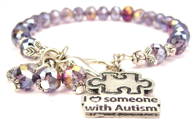 I Love Someone With Autism Splash Of Color Crystal Bracelet