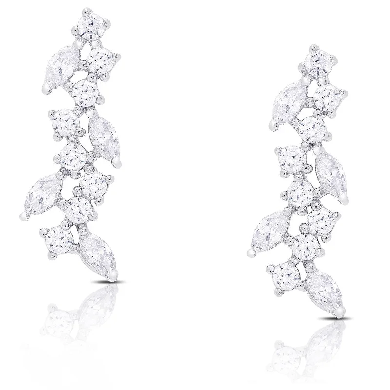 Samantha Stone Sterling Silver Cubic Zirconia Drop Cluster Earrings