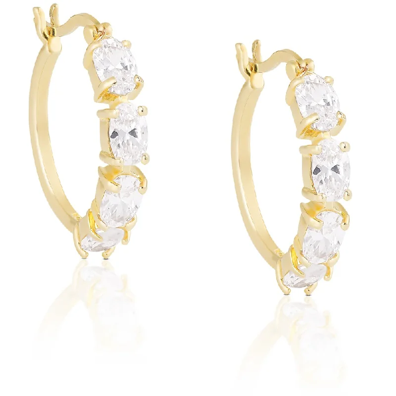 Dolce Giavonna Gold Overlay Cubic Zirconia Hoop Earrings