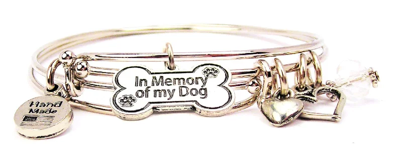 In Memory Of My Dog Expandable Bangle Bracelet Set